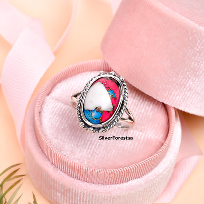 Gypsy Heart – Handcrafted Cotton Candy Turquoise Silver Ring