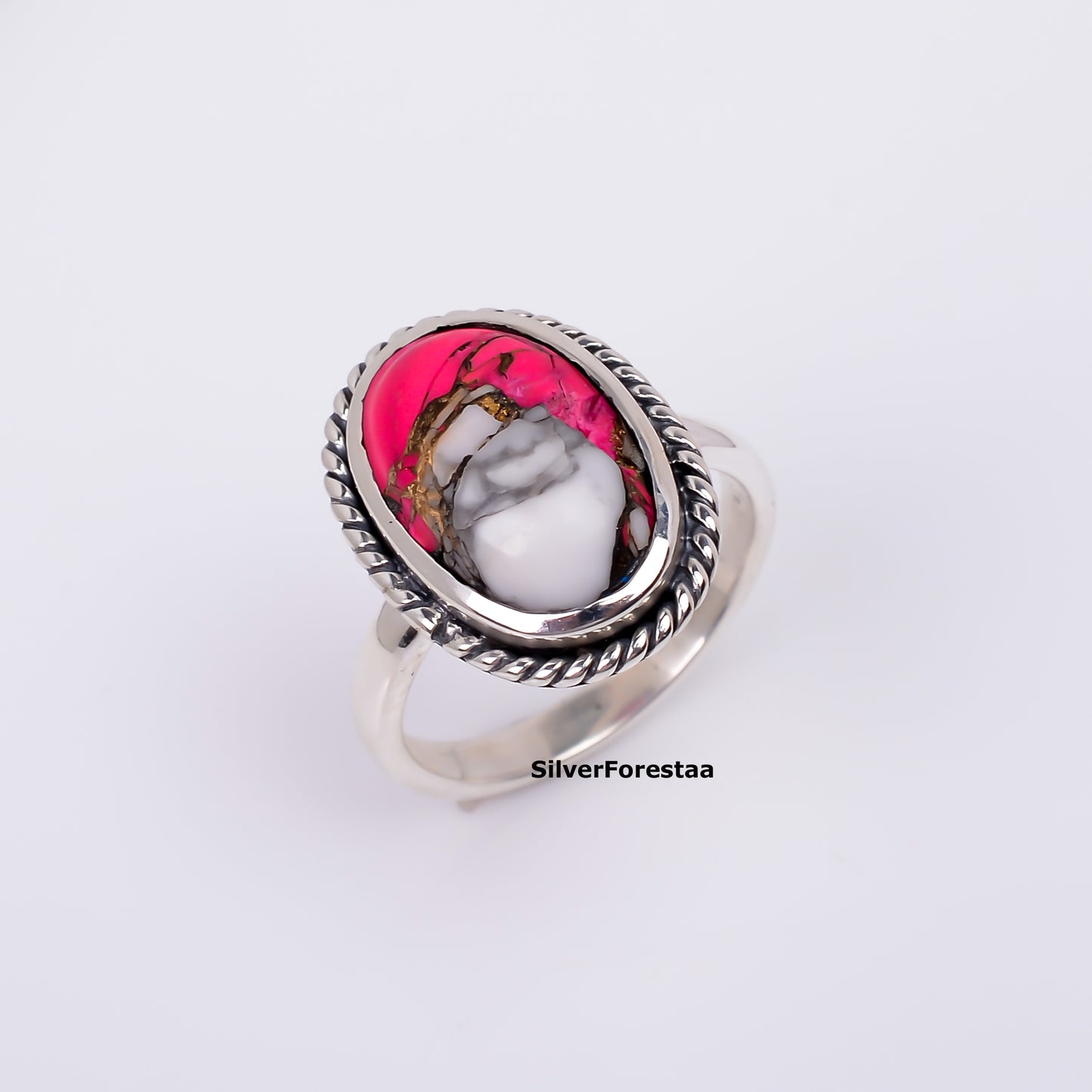 Artisan Aura – Cotton Candy Turquoise Boho Statement Ring