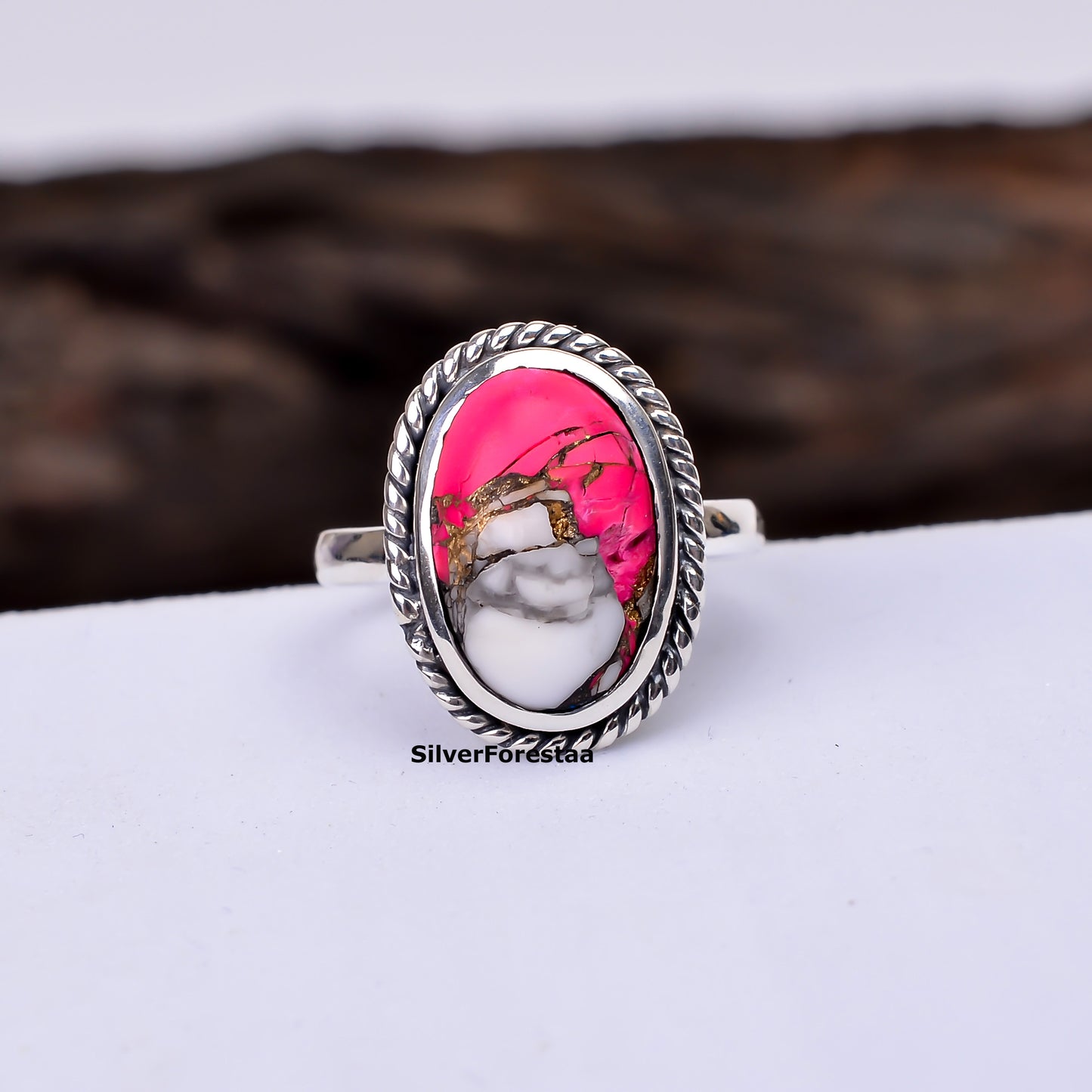 Artisan Aura – Cotton Candy Turquoise Boho Statement Ring