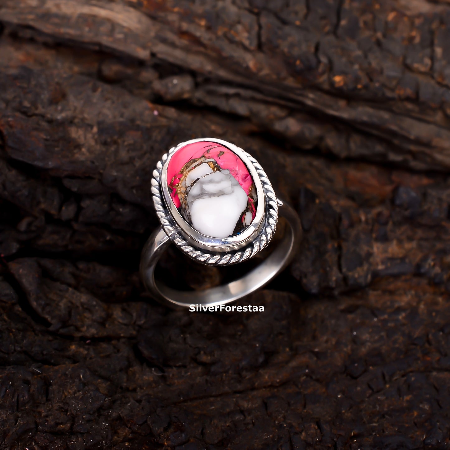 Artisan Aura – Cotton Candy Turquoise Boho Statement Ring