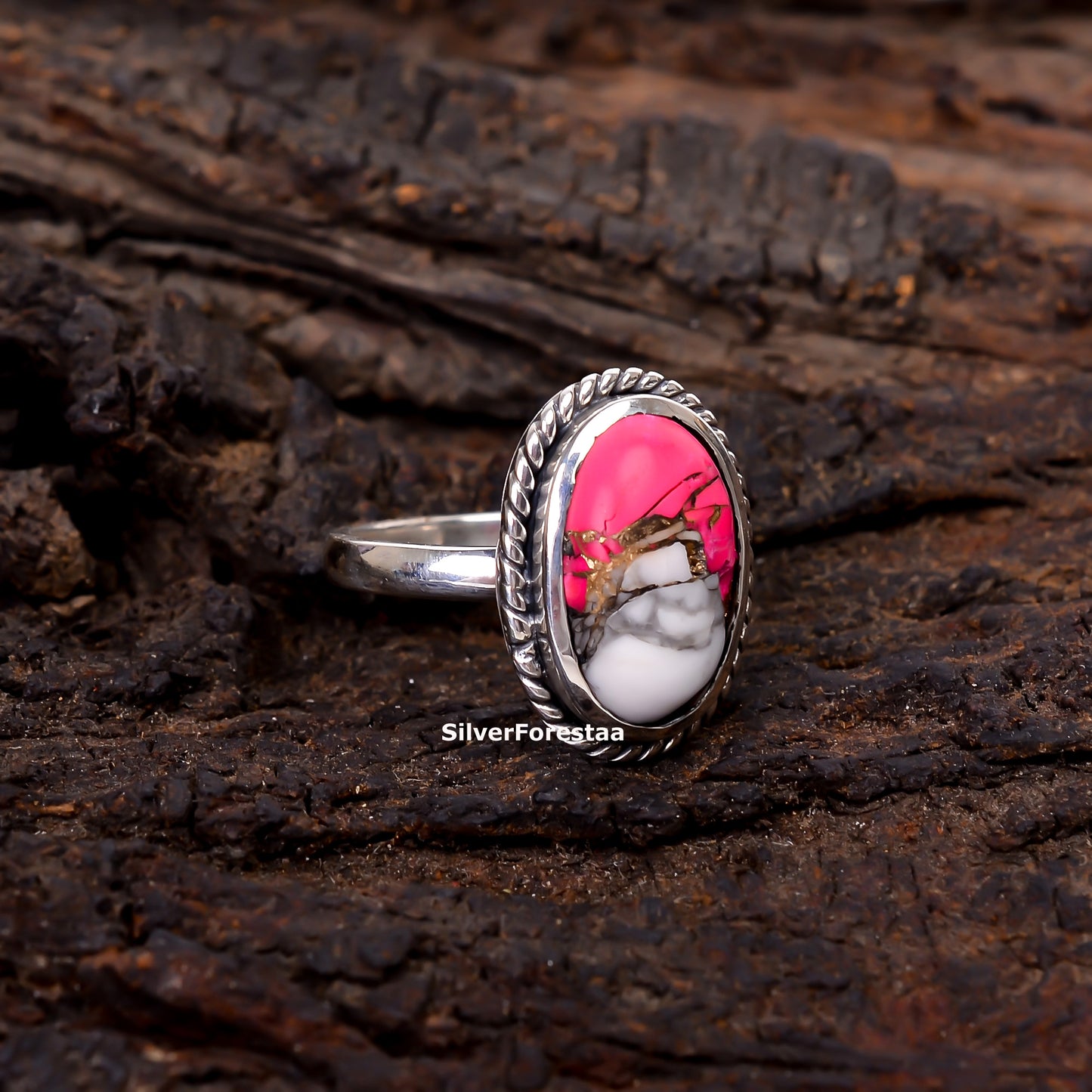 Artisan Aura – Cotton Candy Turquoise Boho Statement Ring