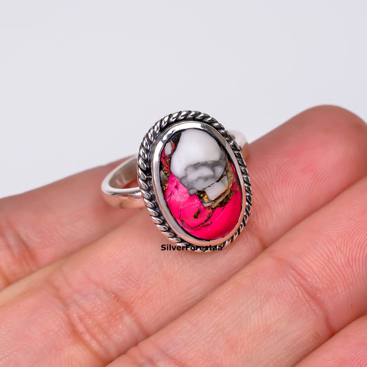 Artisan Aura – Cotton Candy Turquoise Boho Statement Ring
