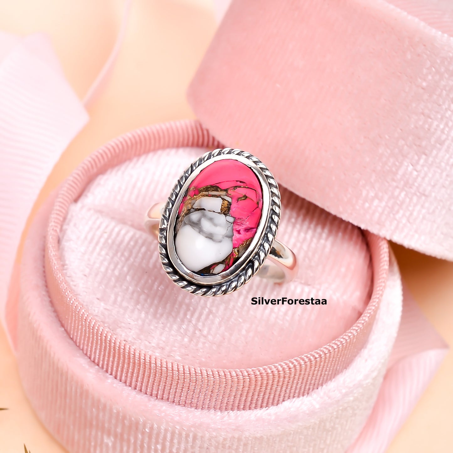 Artisan Aura – Cotton Candy Turquoise Boho Statement Ring