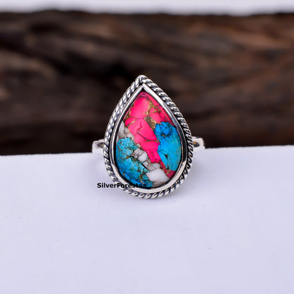 Desert Rose Dreams – Bohemian Turquoise Ring in Sterling Silver