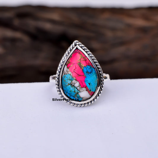 Desert Rose Dreams – Bohemian Turquoise Ring in Sterling Silver