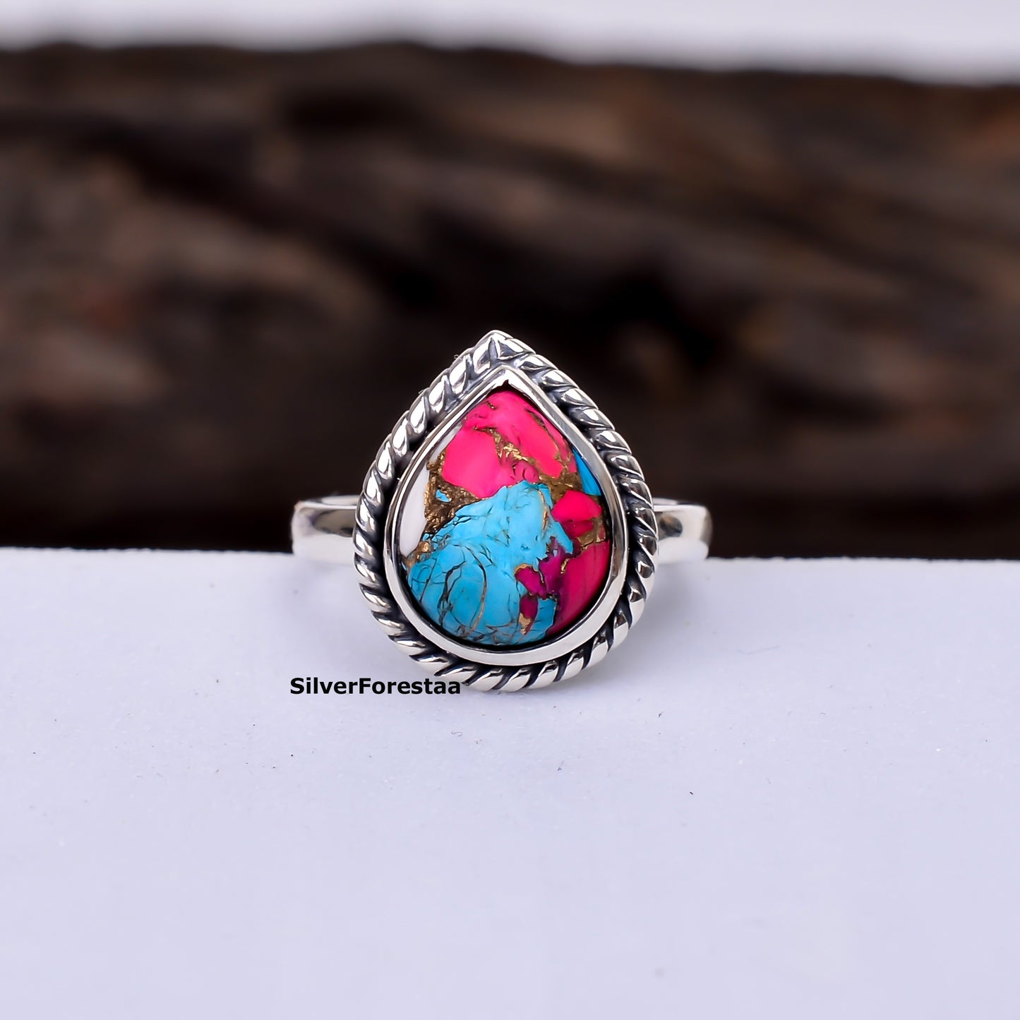 Bohemian Breeze – Cotton Candy Turquoise Gemstone Ring
