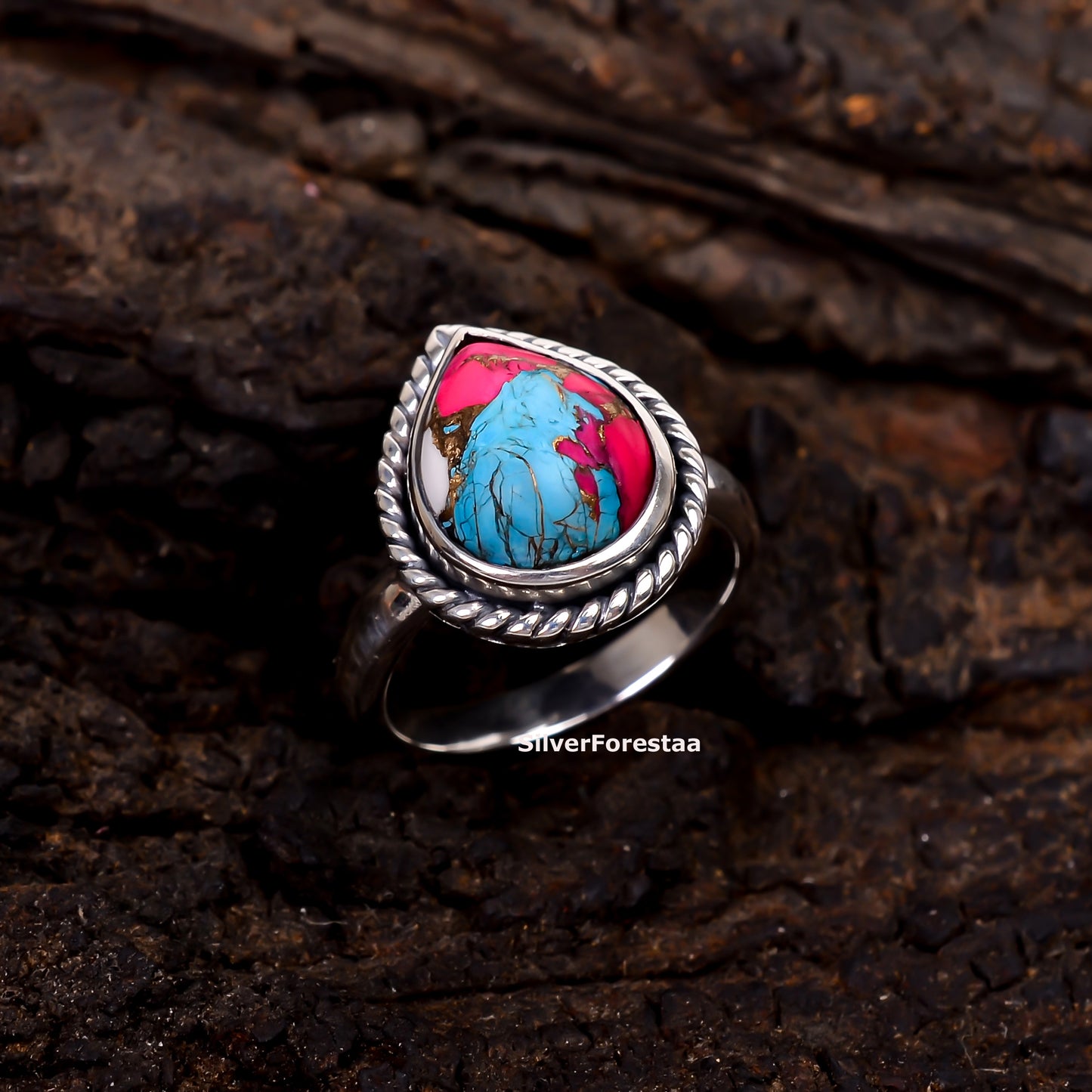 Bohemian Breeze – Cotton Candy Turquoise Gemstone Ring