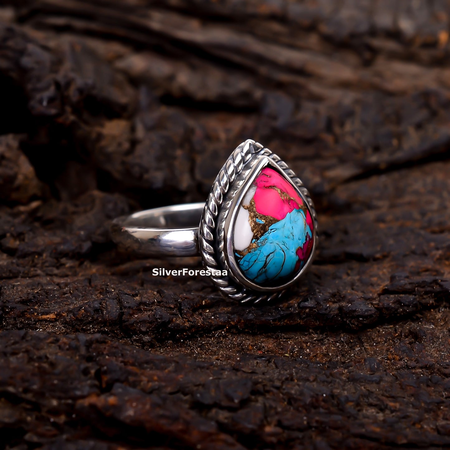 Bohemian Breeze – Cotton Candy Turquoise Gemstone Ring