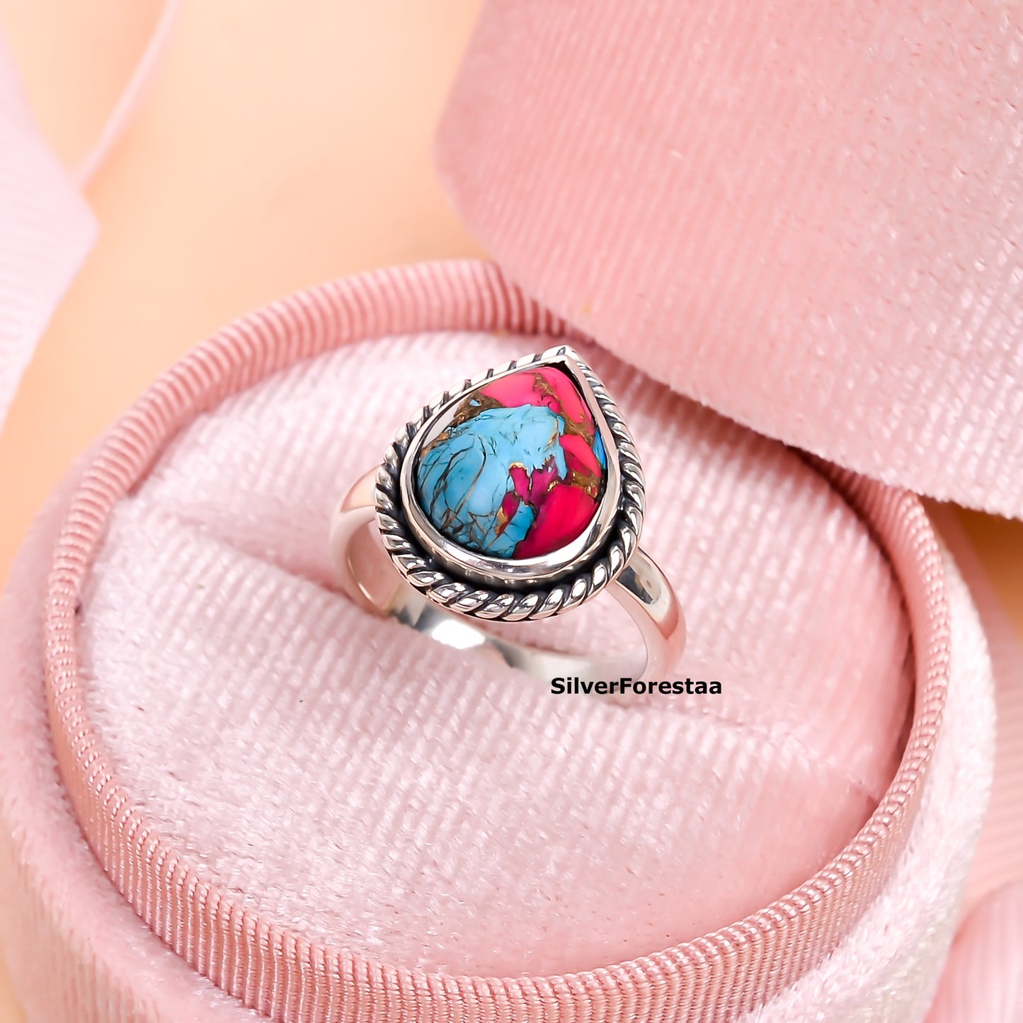 Bohemian Breeze – Cotton Candy Turquoise Gemstone Ring