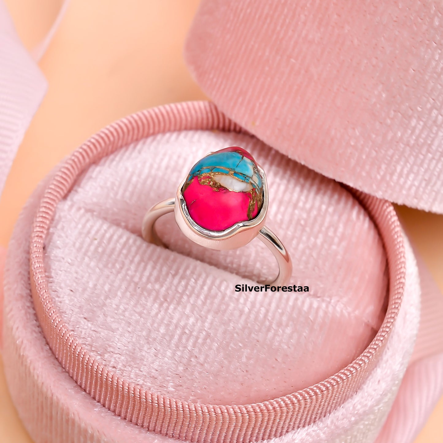 Twilight Cotton Candy – Soft Turquoise Ring in Sterling Silver
