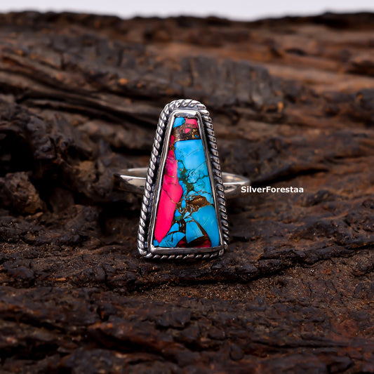 Cotton Candy Dreams – Turquoise Ring in Fine Sterling Silver - SILVERFORESTAA