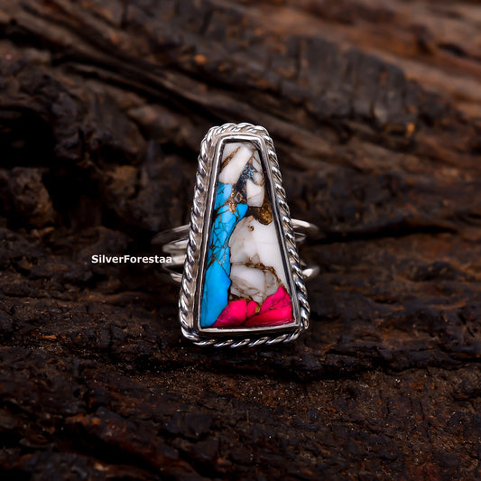 Nature's Cotton Candy – Turquoise Ring in 925 Sterling Silver - SILVERFORESTAA
