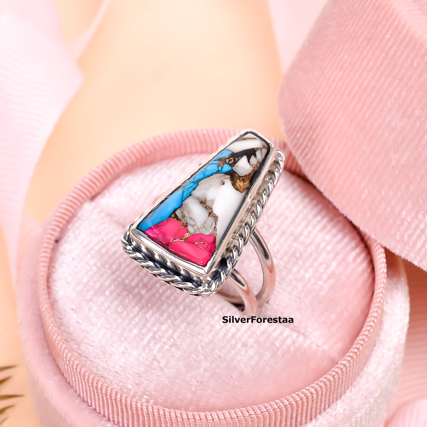 Nature's Cotton Candy – Turquoise Ring in 925 Sterling Silver