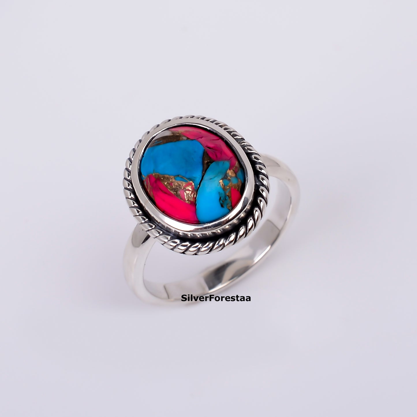 Vintage Vibes – Cotton Candy Turquoise Ring Handmade in Silver