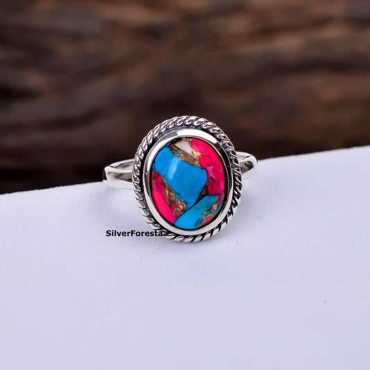 Vintage Vibes – Cotton Candy Turquoise Ring Handmade in Silver