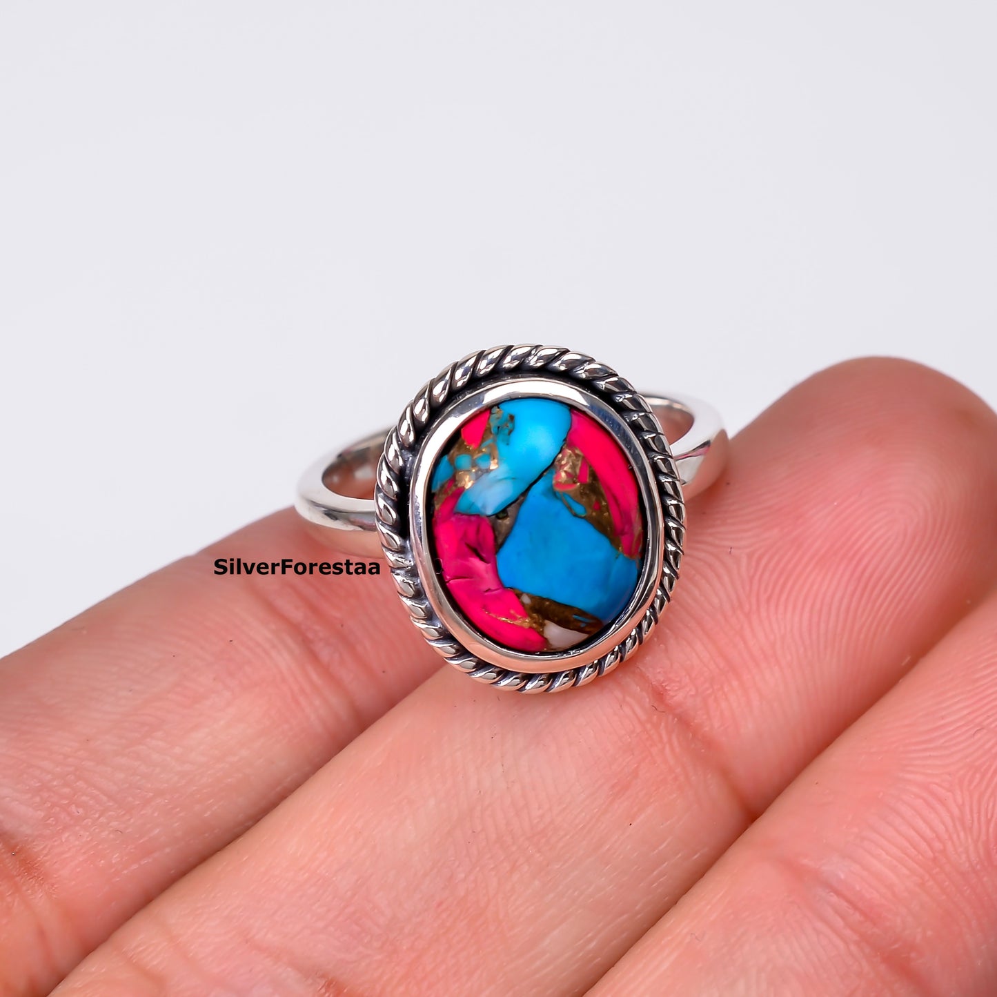 Vintage Vibes – Cotton Candy Turquoise Ring Handmade in Silver