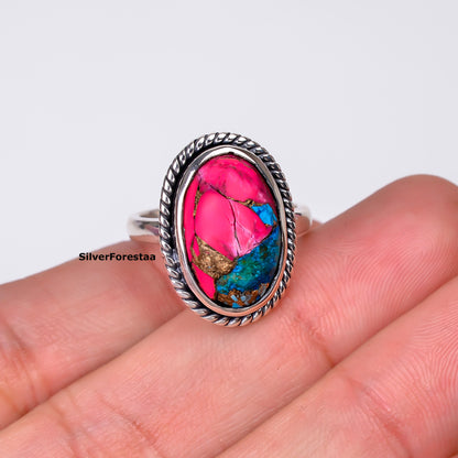 Handcrafted Cotton Candy Turquoise Ring in Solid Silver