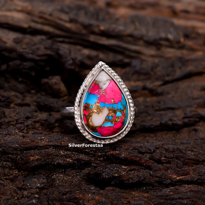 Artisan Cotton Candy Turquoise Ring in Pure Sterling Silver