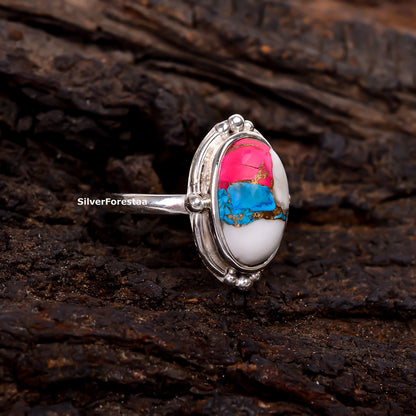 Pastel Turquoise Magic – 925 Sterling Silver Cotton Candy Ring