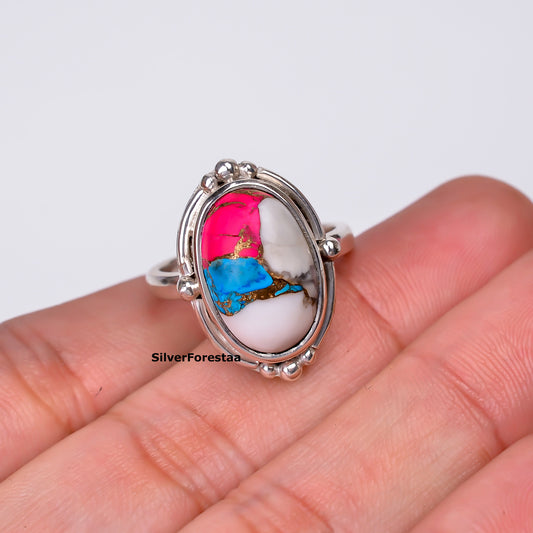 Pastel Turquoise Magic – 925 Sterling Silver Cotton Candy Ring
