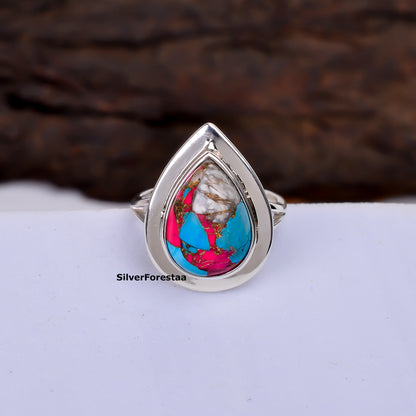 Dreamy Cotton Candy Turquoise Ring – Handmade in Sterling Silver