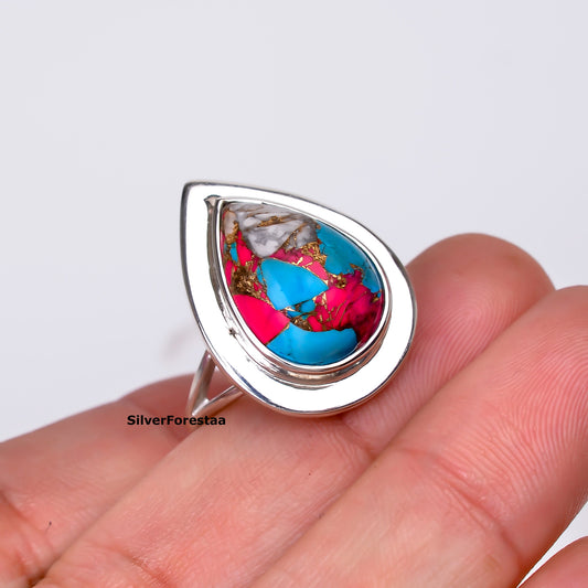 Dreamy Cotton Candy Turquoise Ring – Handmade in Sterling Silver