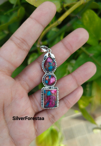 Buy Silver Pink Turquoise Kingman Pendant | SilverForestaa