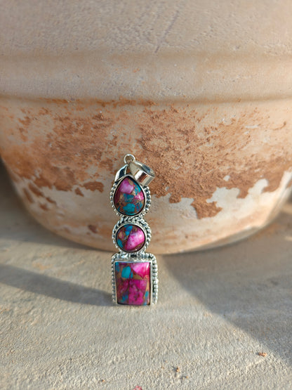 Buy Silver Pink Turquoise Kingman Pendant | SilverForestaa
