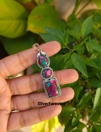 pink turquiose kingman pendant