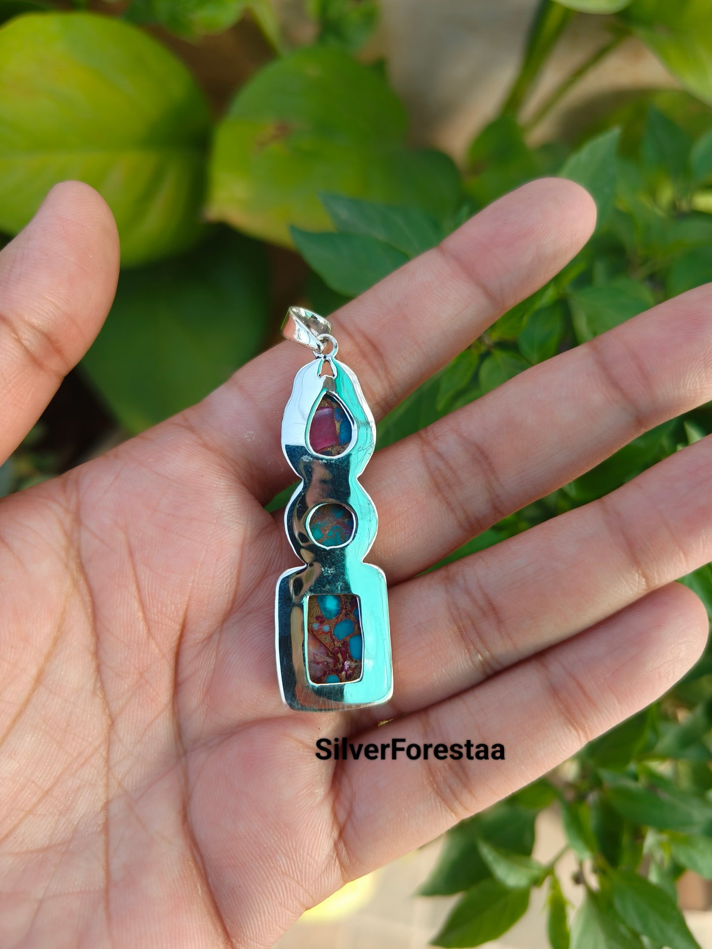 pink turquiose kingman pendant