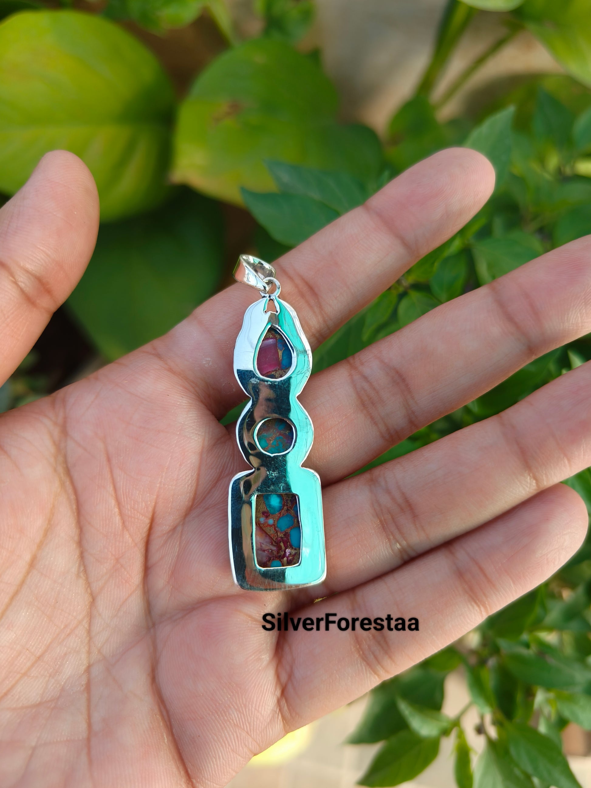 pink turquiose kingman pendant