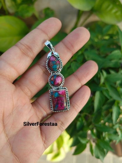pink turquiose kingman pendant
