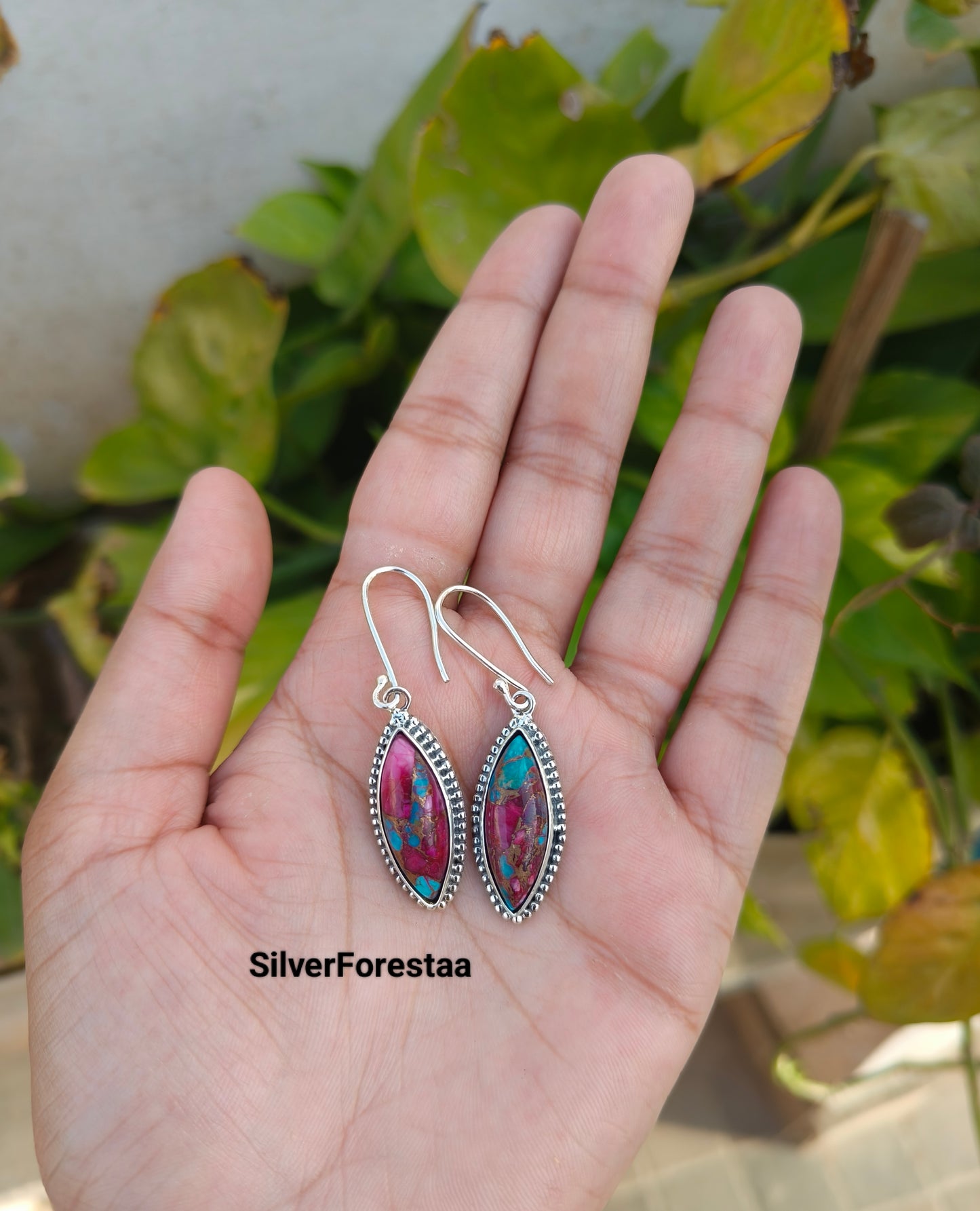 Buy Turquoise Silver Drop Earrings | SilverForestaa