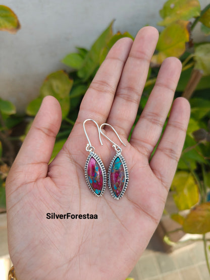 Buy Turquoise Silver Drop Earrings | SilverForestaa