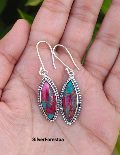 Buy Turquoise Silver Drop Earrings | SilverForestaa