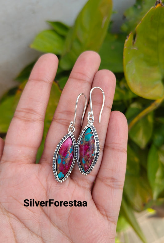 Buy Turquoise Silver Drop Earrings | SilverForestaa