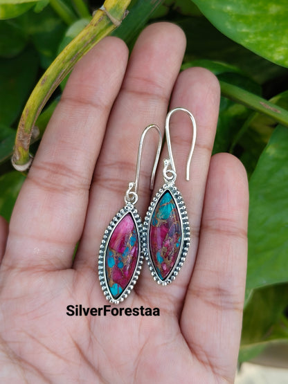 Turquoise Silver Drop Earrings 