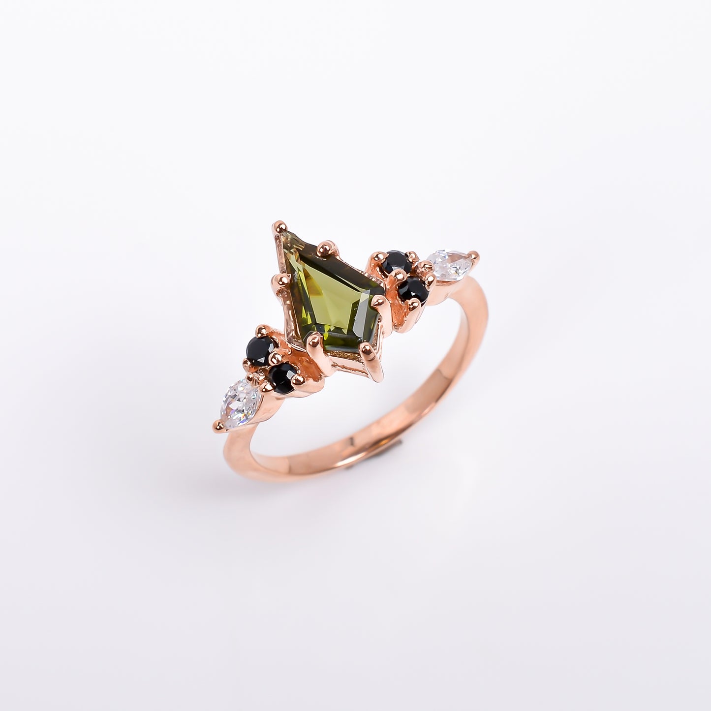 Moldavite Sterling Silver Ring - Bridal Jewelry