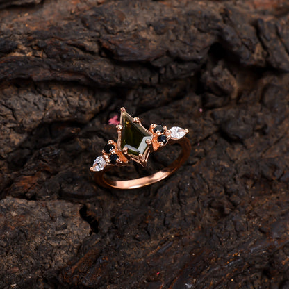 Moldavite Sterling Silver Ring - Bridal Jewelry