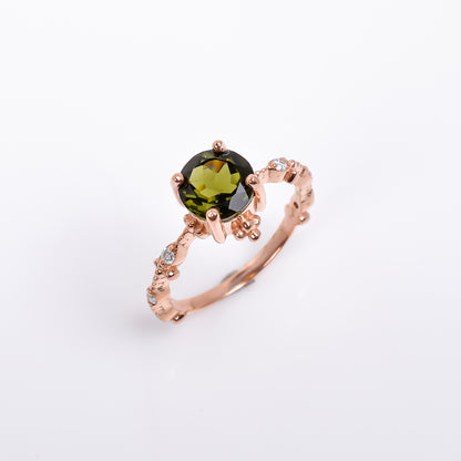 Genuine Polished Faceted Moldavite Silver Ring