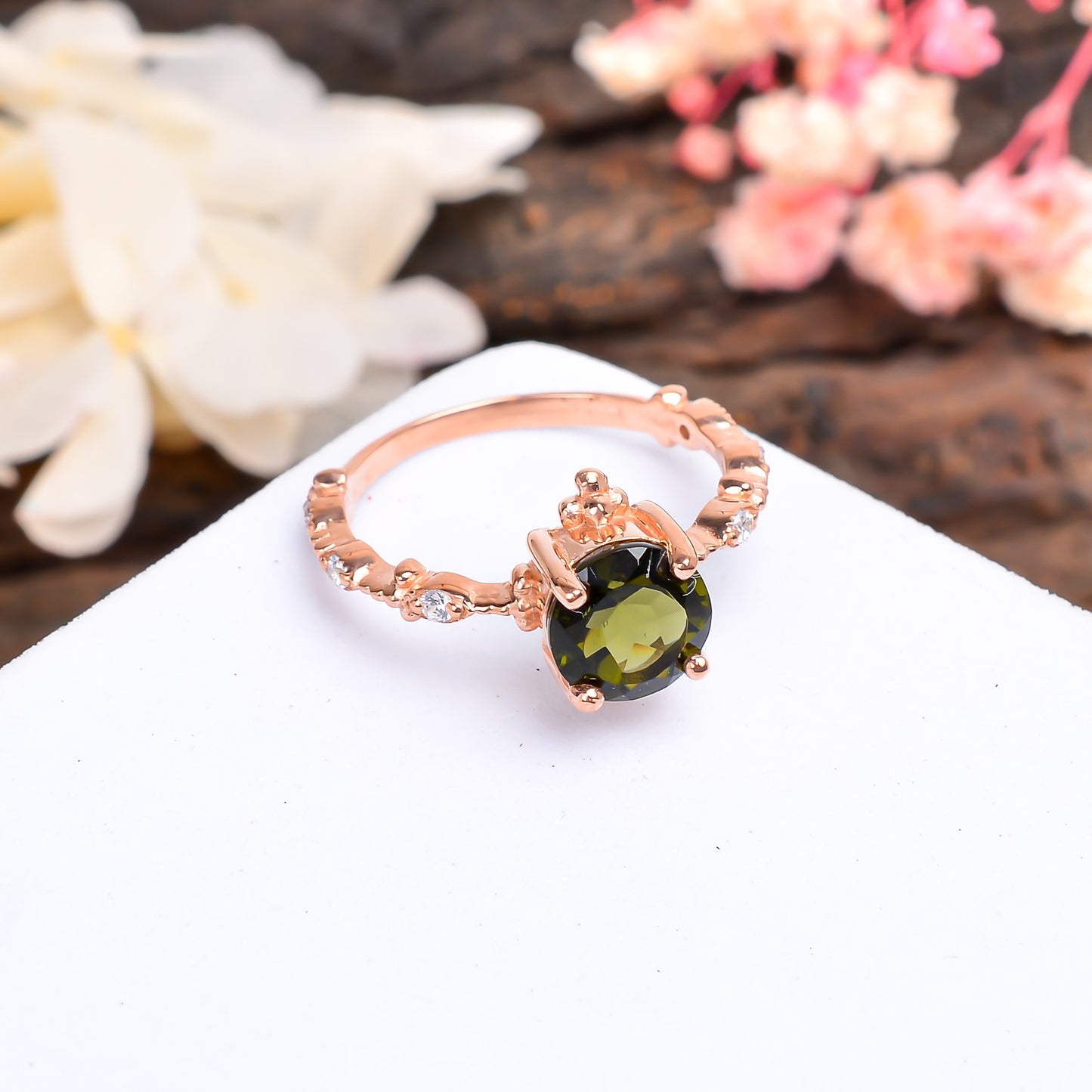 Genuine Polished Faceted Moldavite Silver Ring