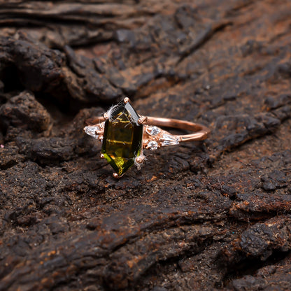 925 Sterling Silver Polished Moldavite Engagement Ring