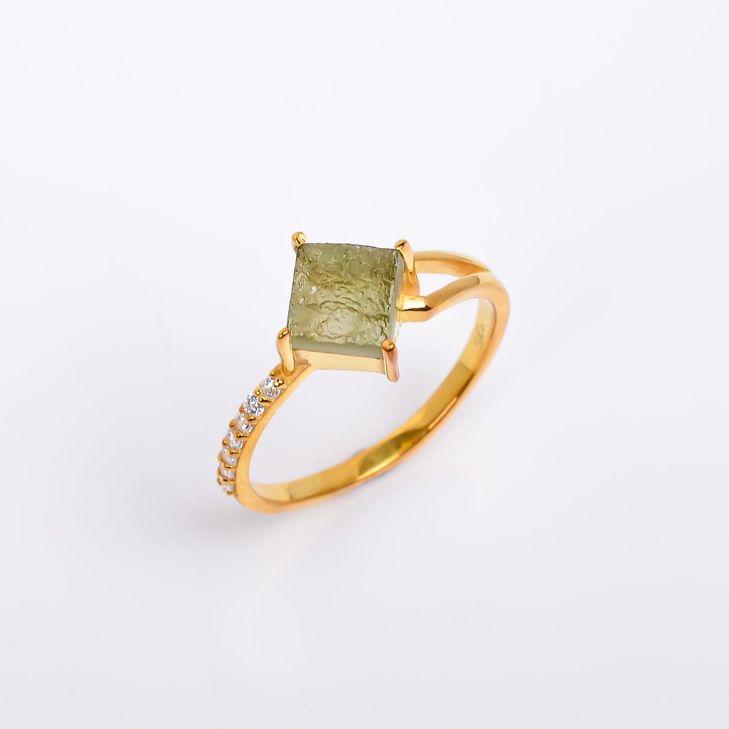 925 Sterling Silver Dainty Minimalist Moldavite Ring