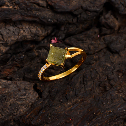 925 Sterling Silver Dainty Minimalist Moldavite Ring