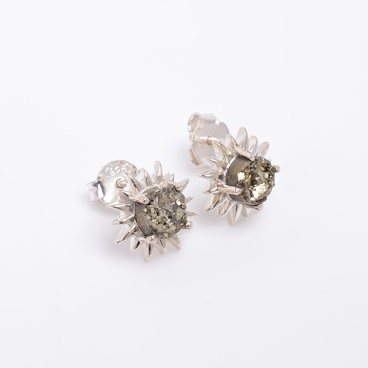 Minimalist Raw Pyrite Studs - SilverForestaa