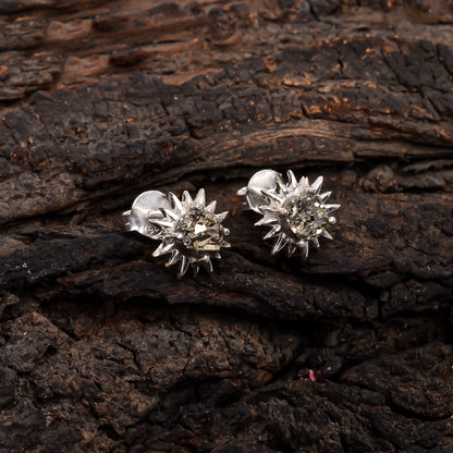 Minimalist Raw Pyrite Studs - SilverForestaa