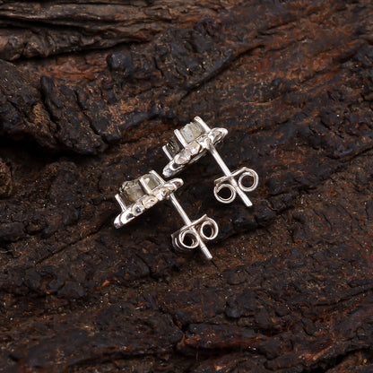 Minimalist Raw Pyrite Studs - SilverForestaa