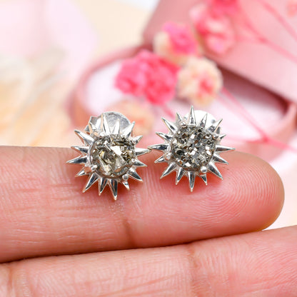 Minimalist Raw Pyrite Studs - SilverForestaa