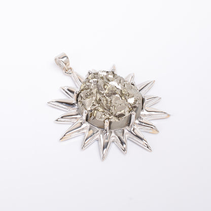 925 Sterling Silver Raw Rough Iron Pyrite Necklace - SilverForestaa