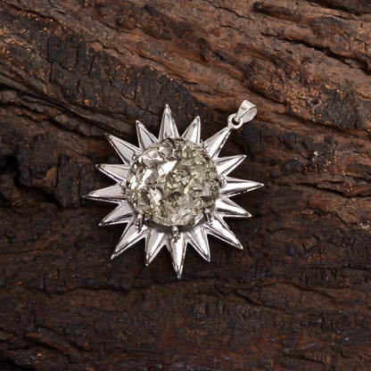 925 Sterling Silver Raw Rough Iron Pyrite Necklace - SilverForestaa